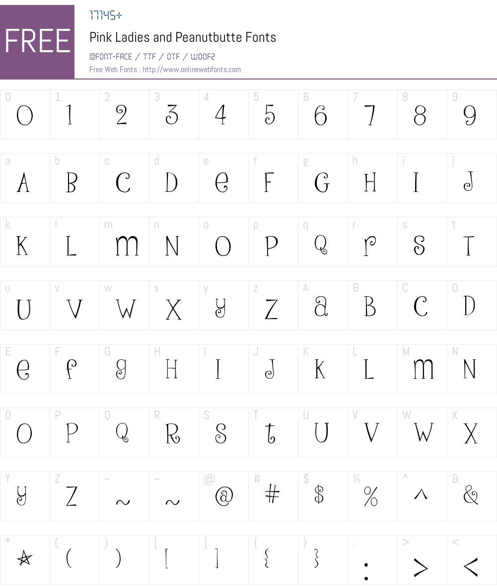 Pink Ladies and Peanutbutte Font Screenshots
