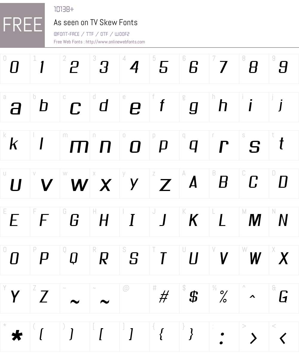 As seen on TV Skew Font Screenshots