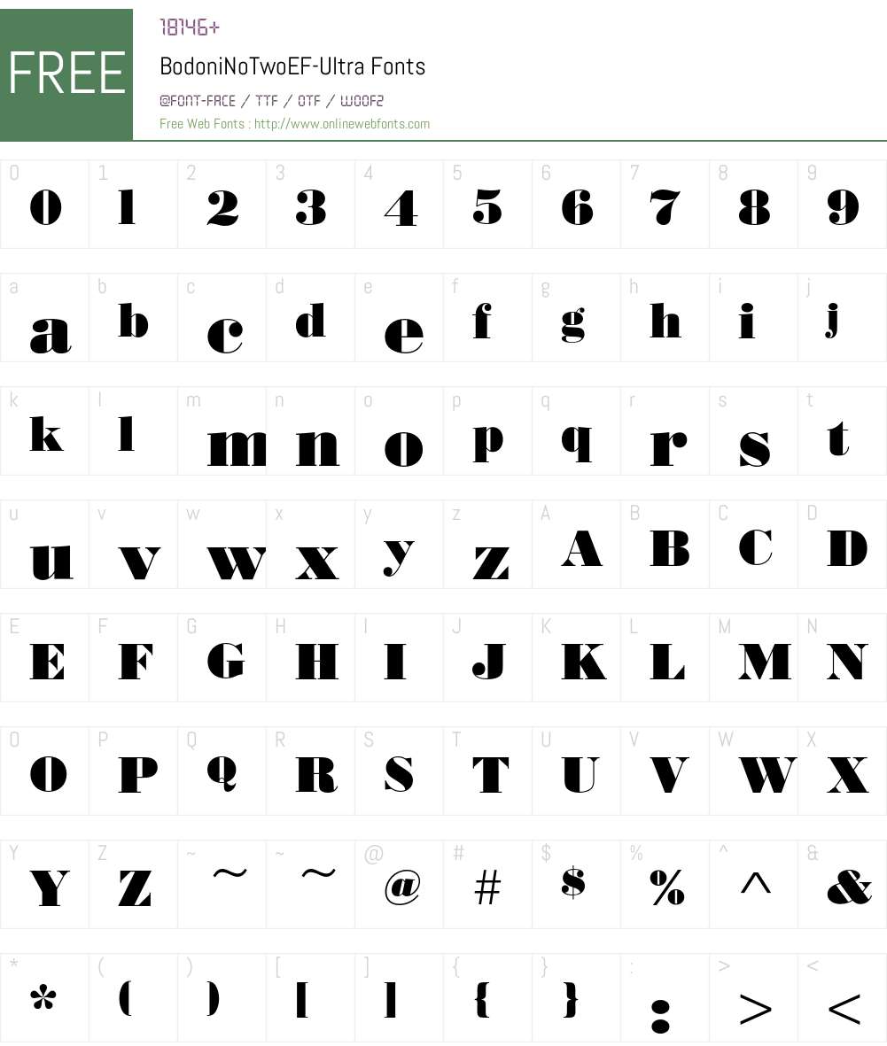 BodoniNoTwoEF Font Screenshots
