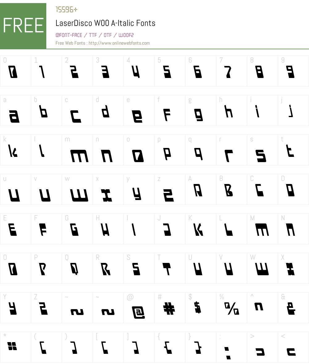 LaserDiscoW00-A-Italic Font Screenshots