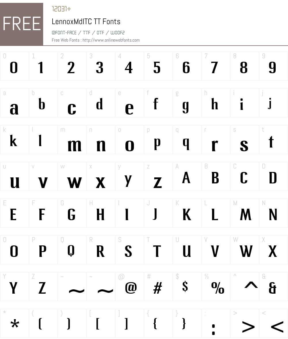 LennoxMdITC TT Font Screenshots