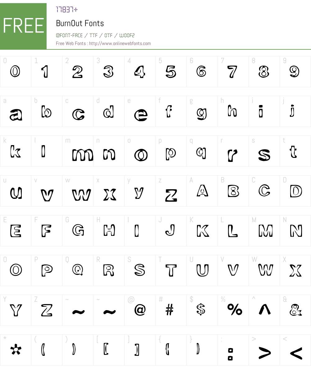BurnOut Font Screenshots