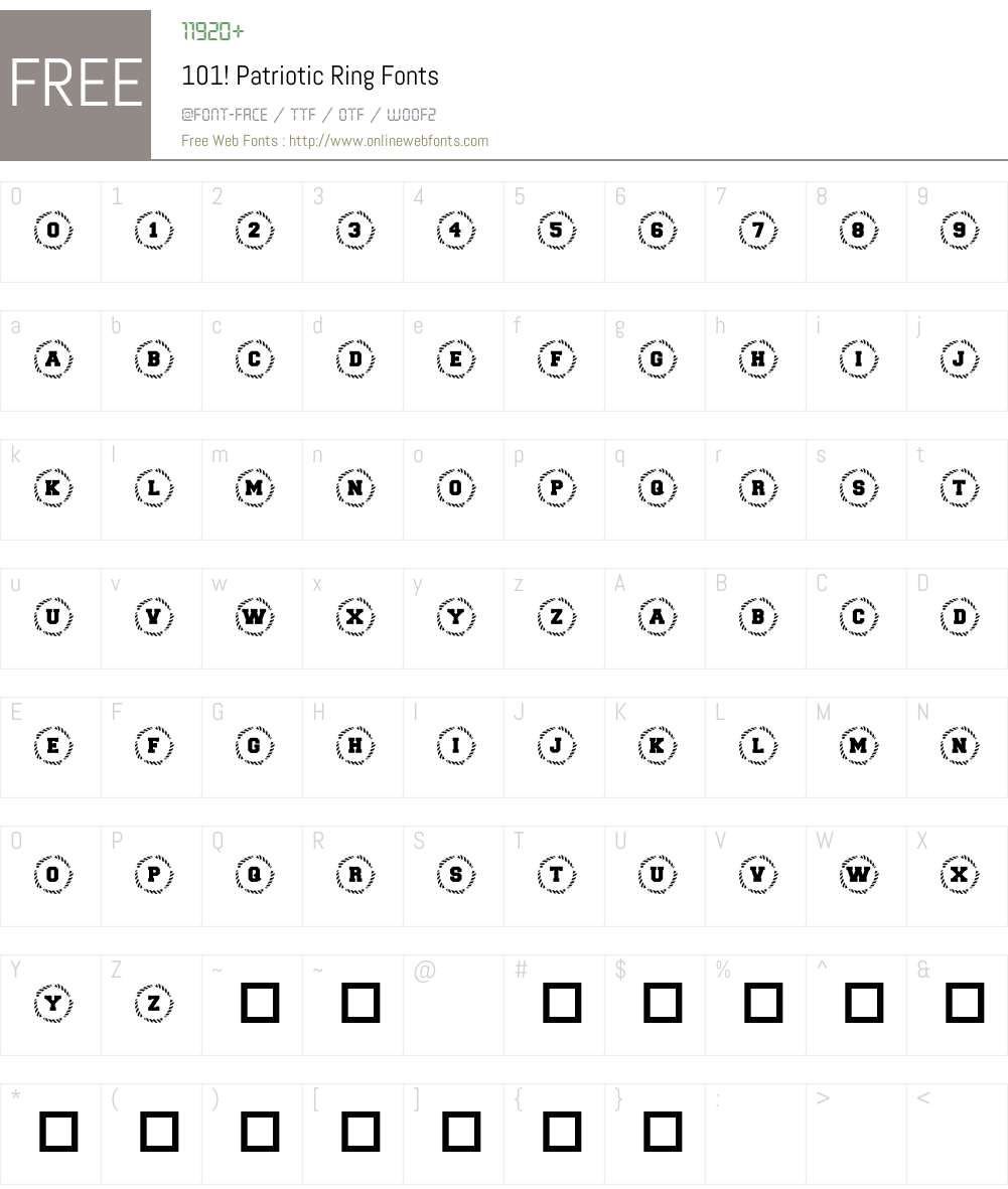 101! Patriotic Ring Font Screenshots