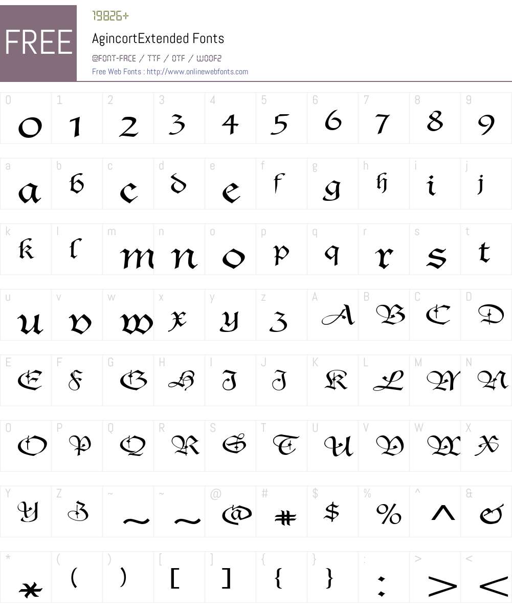 AgincortExtended Font Screenshots