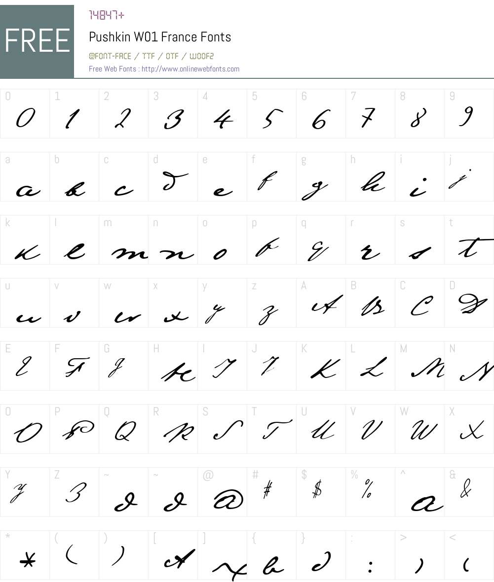 PushkinW01-France Font Screenshots