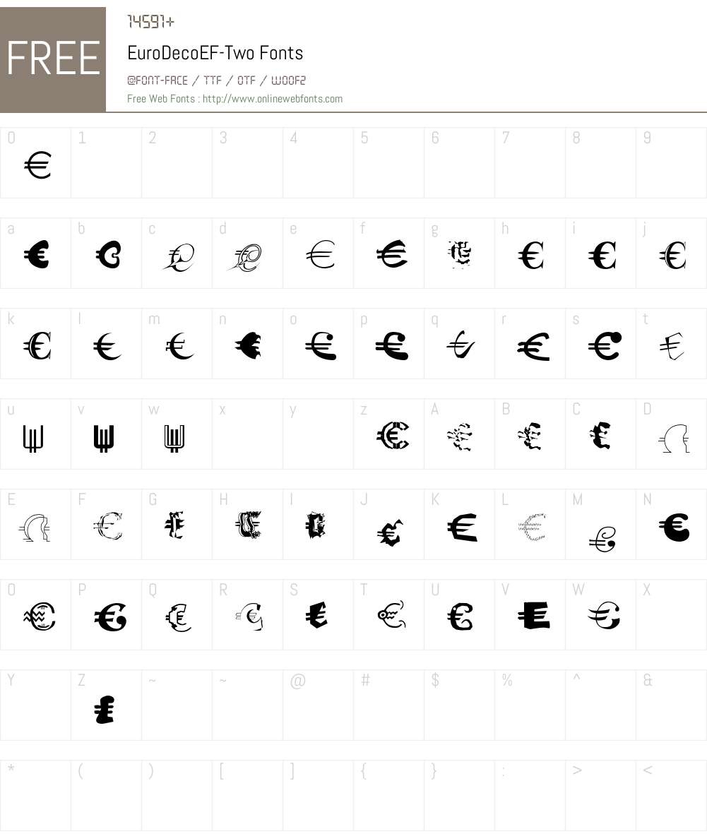 EuroDecoEF Font Screenshots