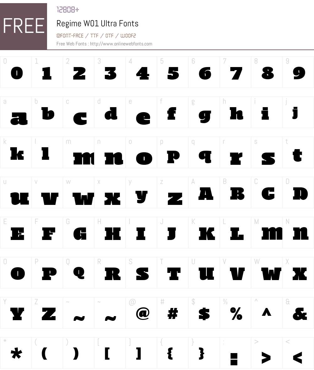 RegimeW01-Ultra Font Screenshots