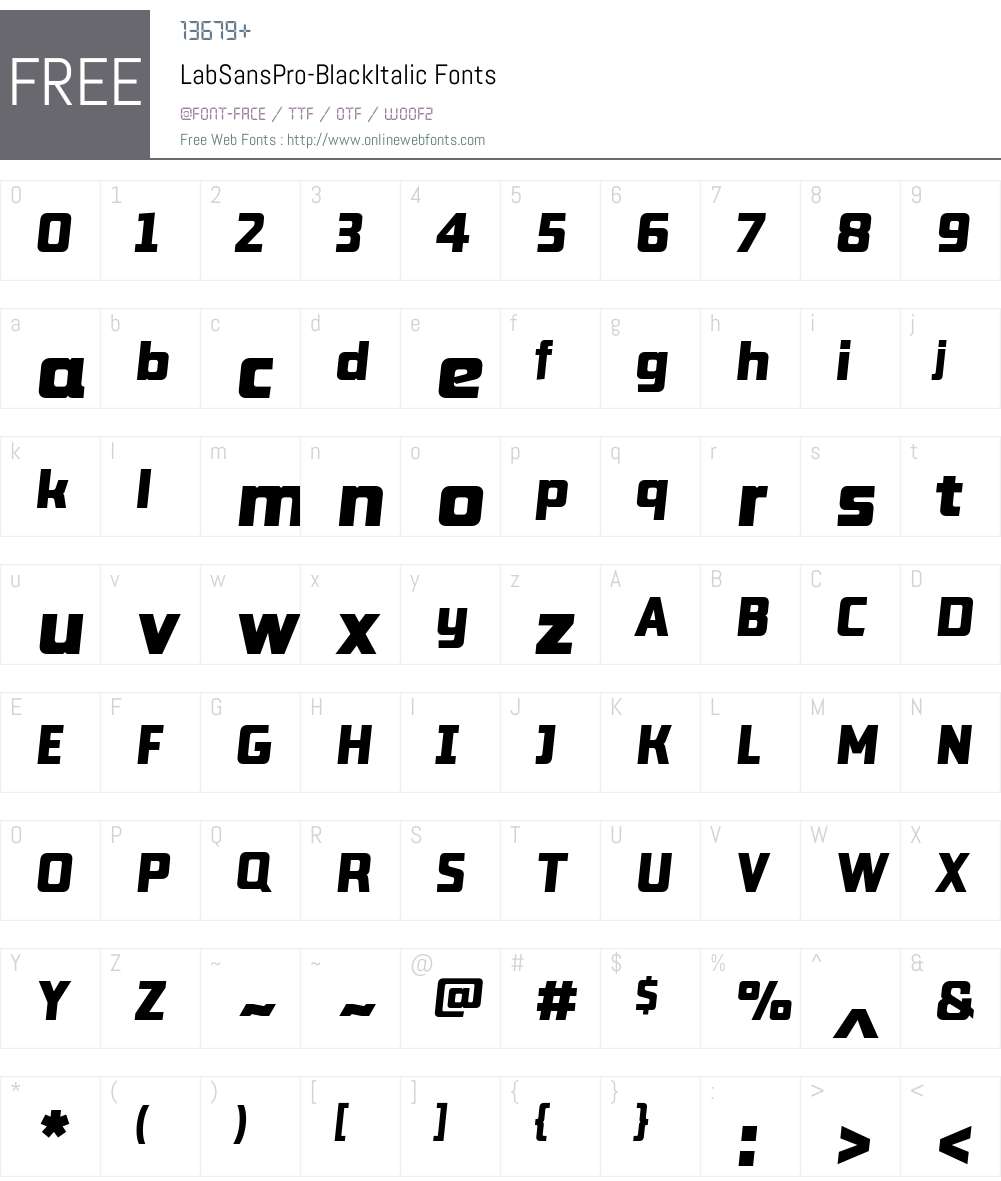 Lab Sans Pro Black Italic Font Screenshots