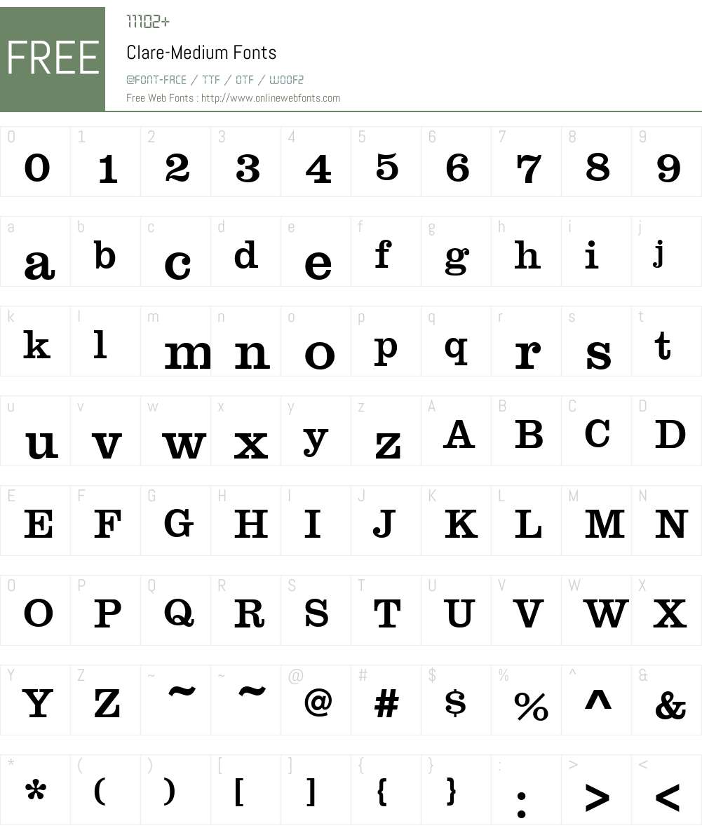 Clare-Medium Font Screenshots