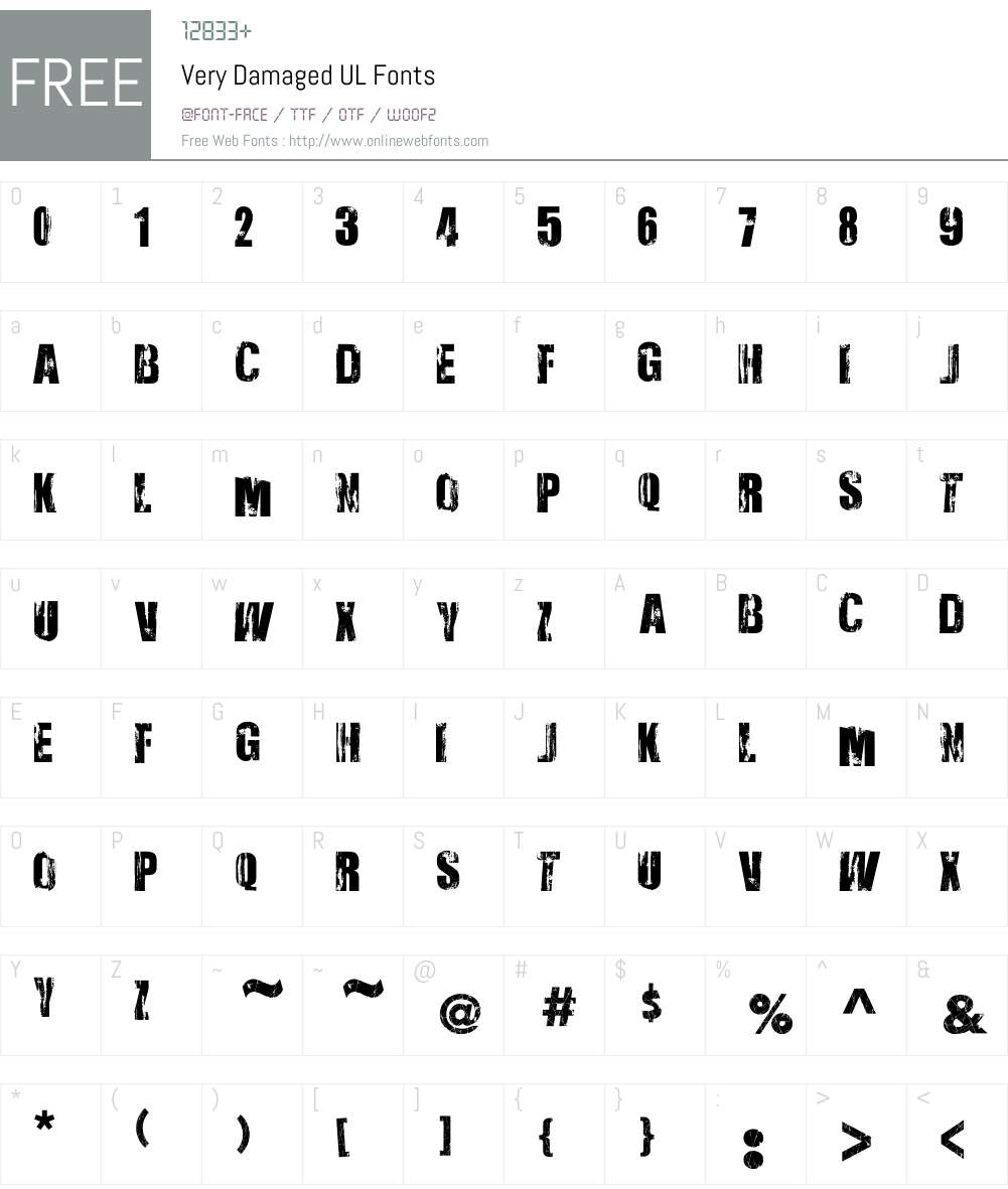 Very Damaged UL Font Screenshots