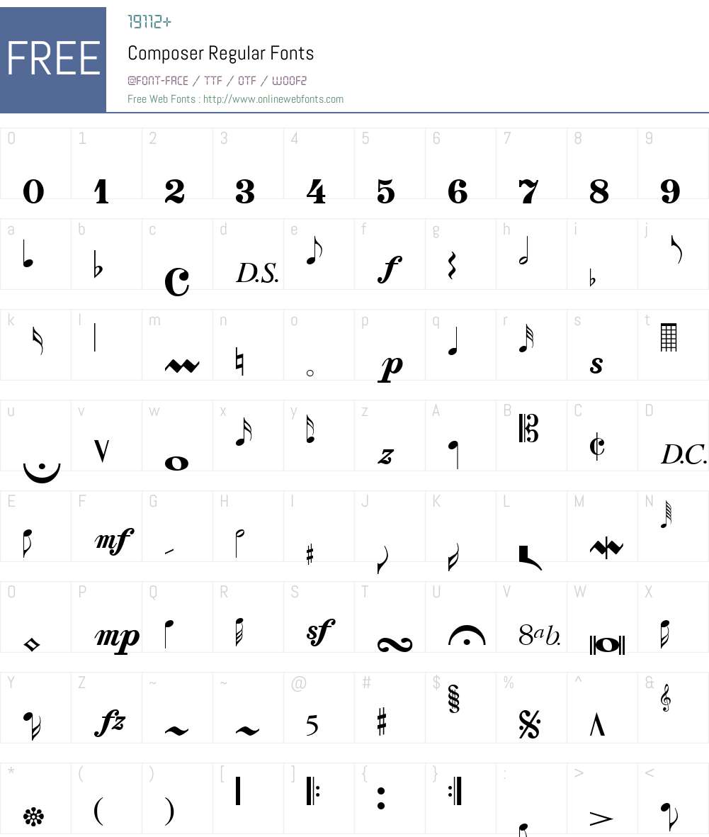 Composer Regular W.S.I. Int'l v1.1 for GSP: 6/20/95 Fonts Free Download ...