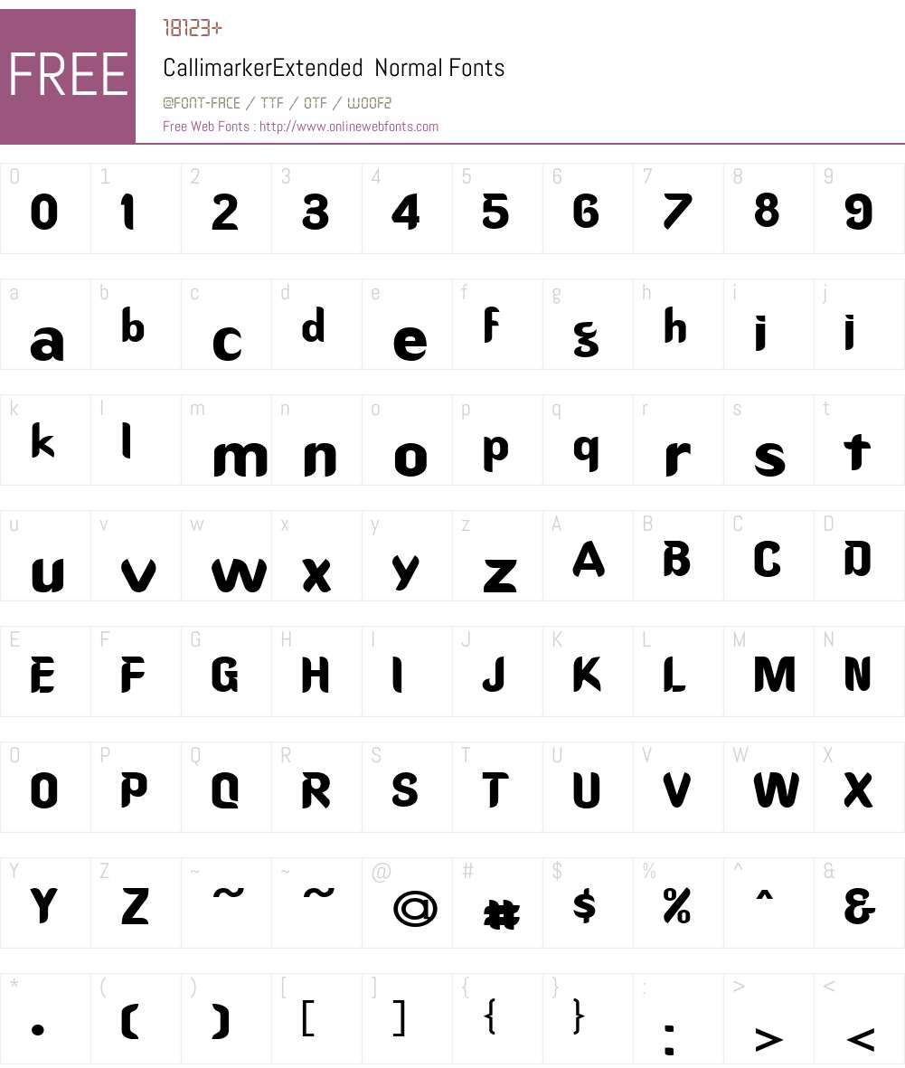 CallimarkerExtended Font Screenshots