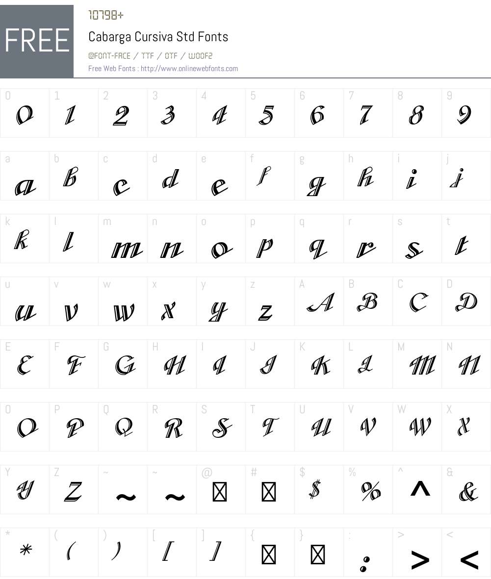 Cabarga Cursiva Std Font Screenshots