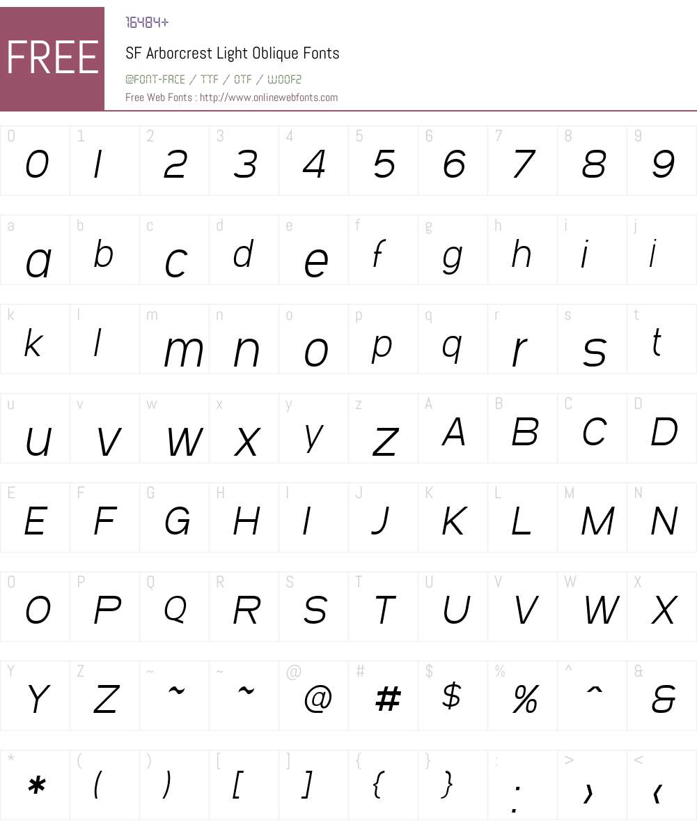 SF Arborcrest Light Font Screenshots