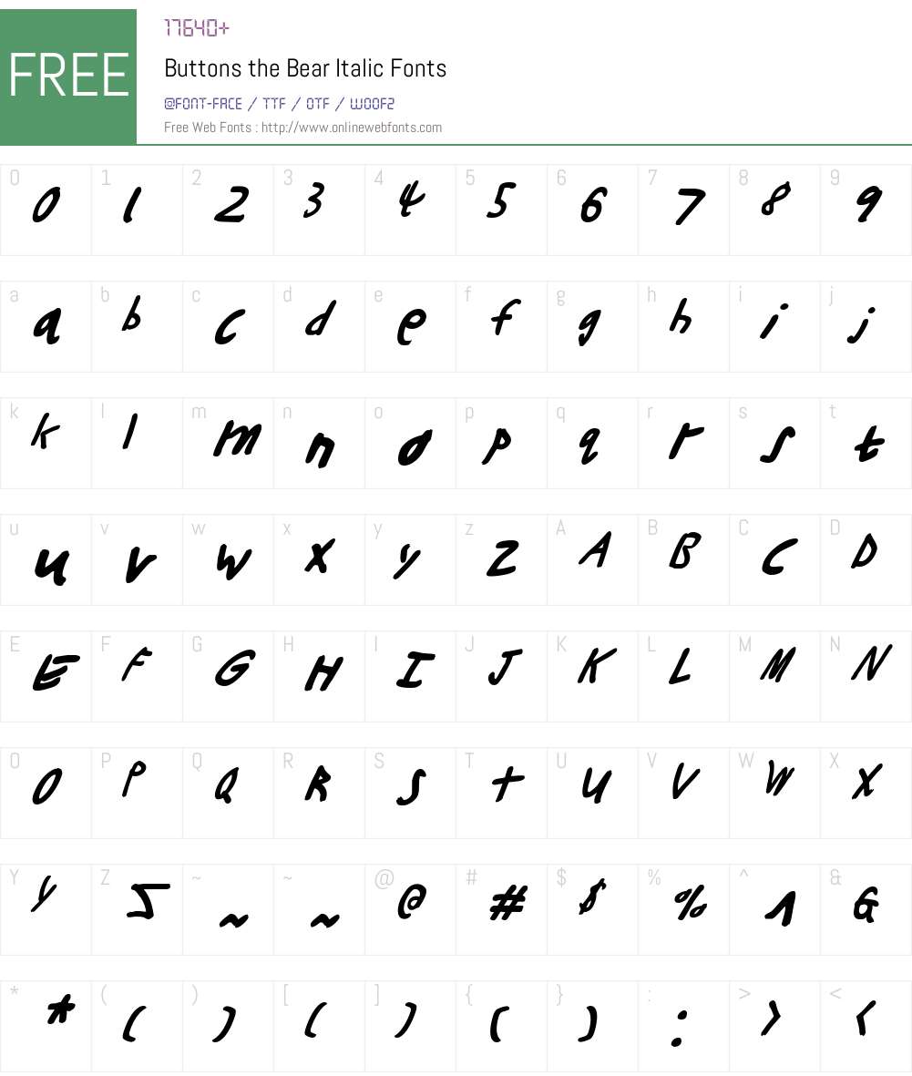 Buttons the Bear Italic Font Screenshots