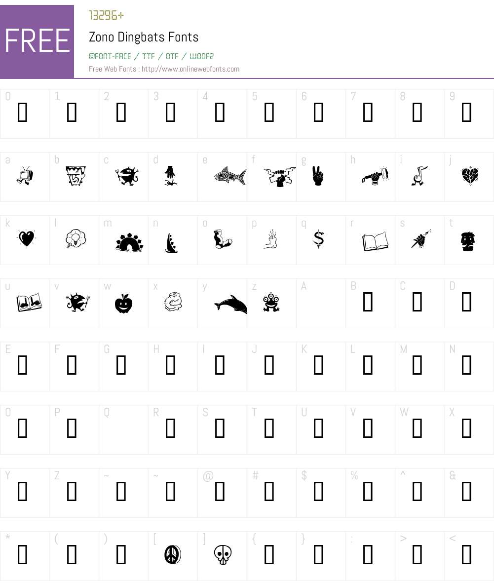 Zono Dingbats Font Screenshots