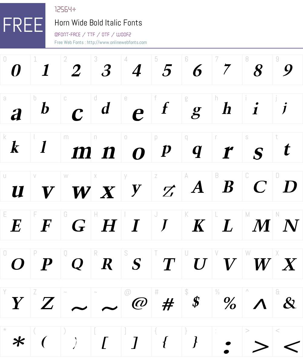 Horn Wide Font Screenshots