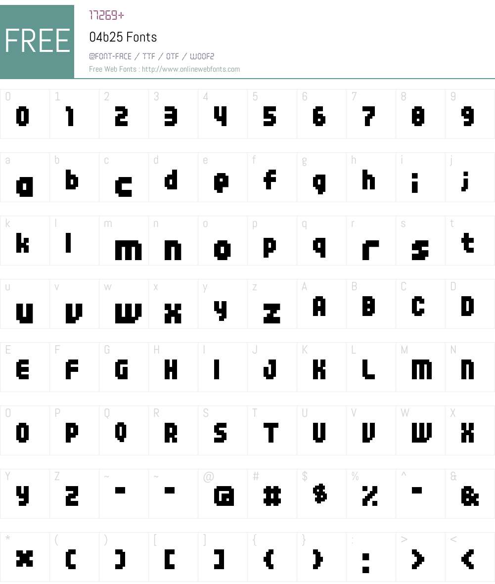 04b25 Font Screenshots