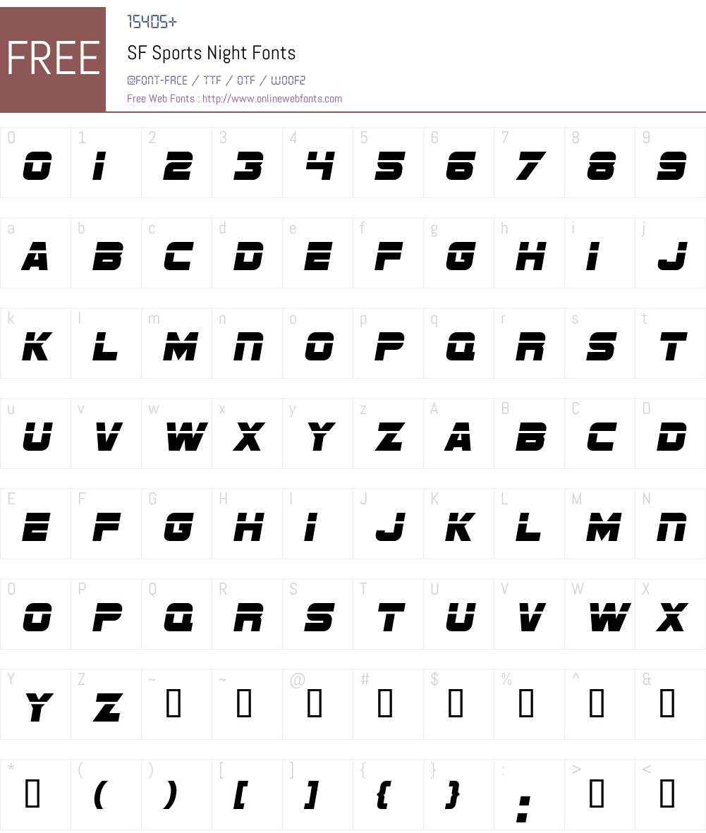 SF Sports Night Font Screenshots
