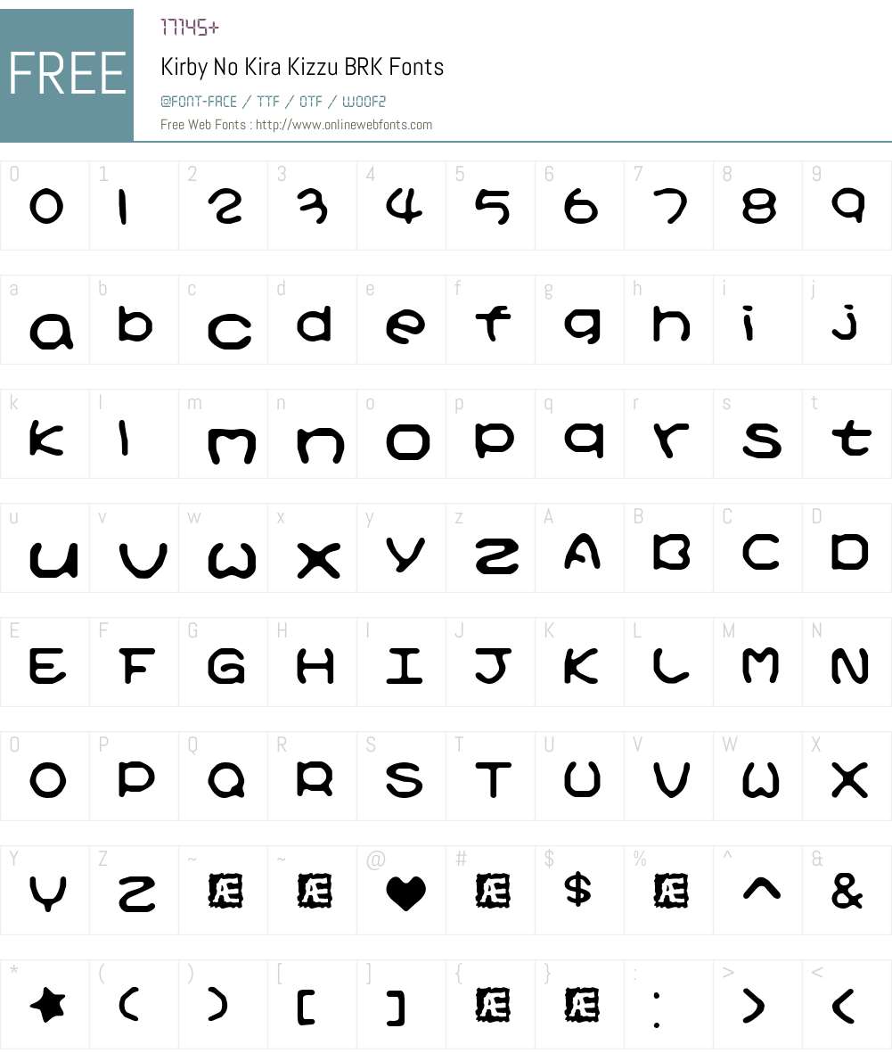 Kirby No Kira Kizzu BRK Font Screenshots