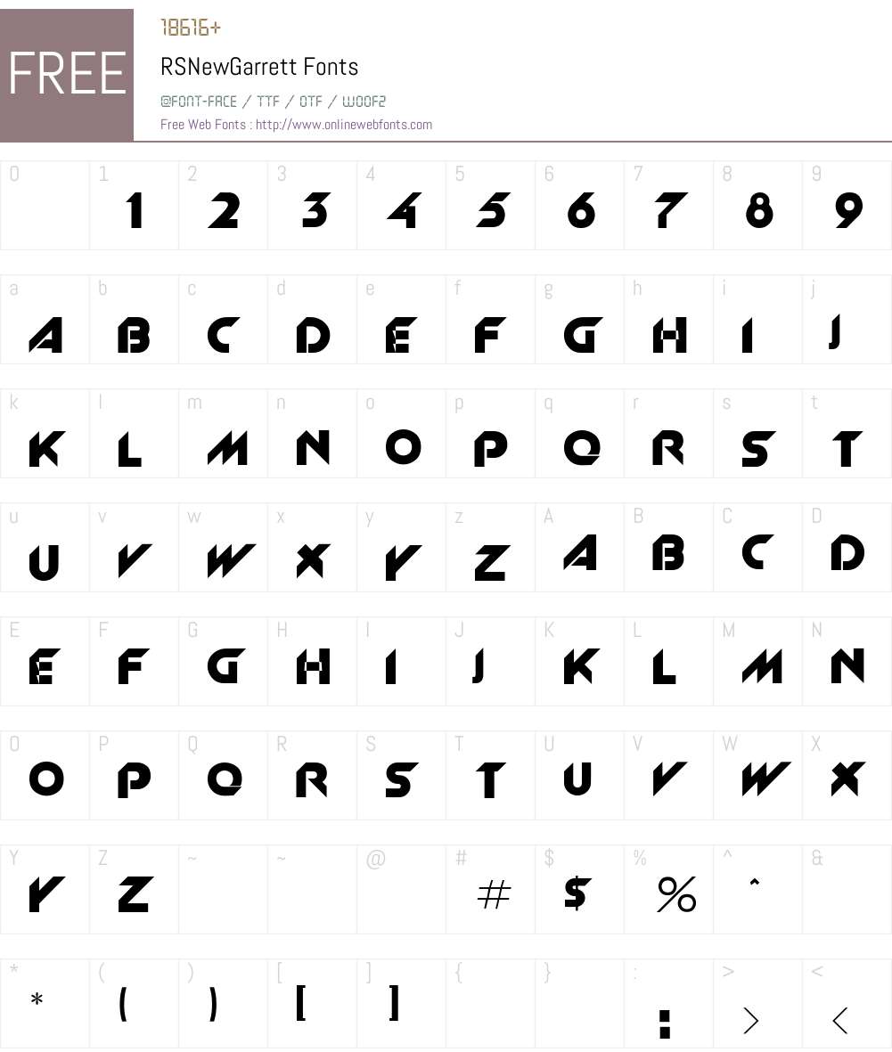 RSNewGarrett Font Screenshots