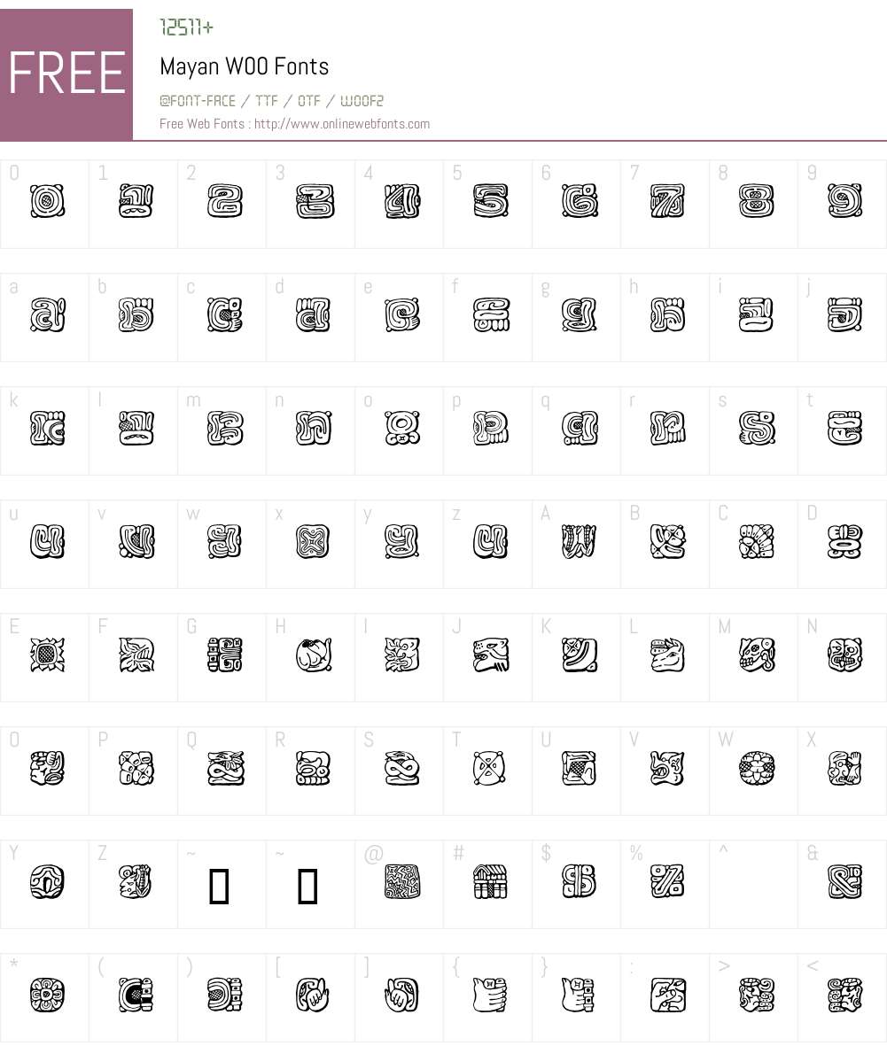 MayanW00 Font Screenshots