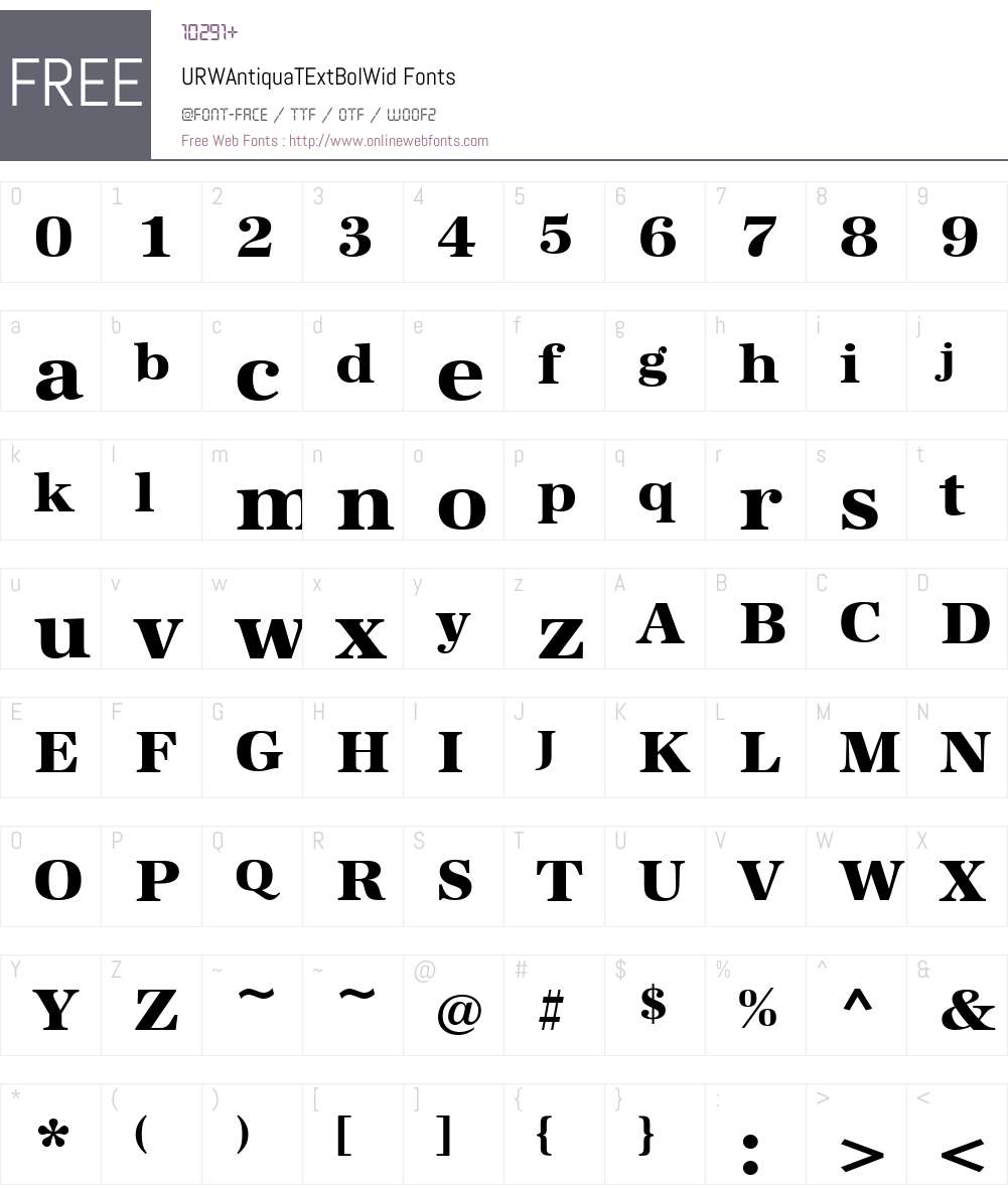 URWAntiquaTExtBolWid Font Screenshots