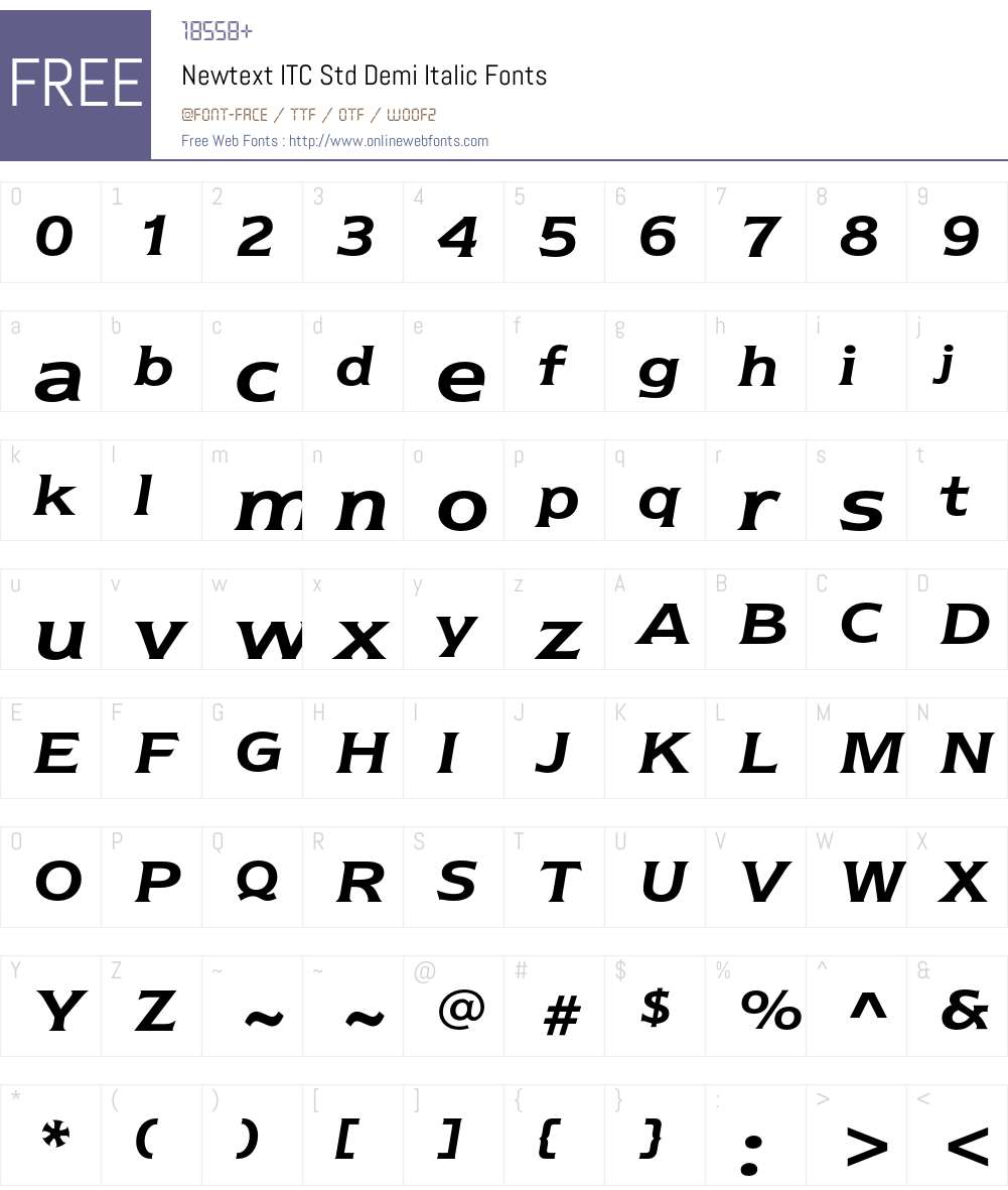Newtext ITC Std Font Screenshots