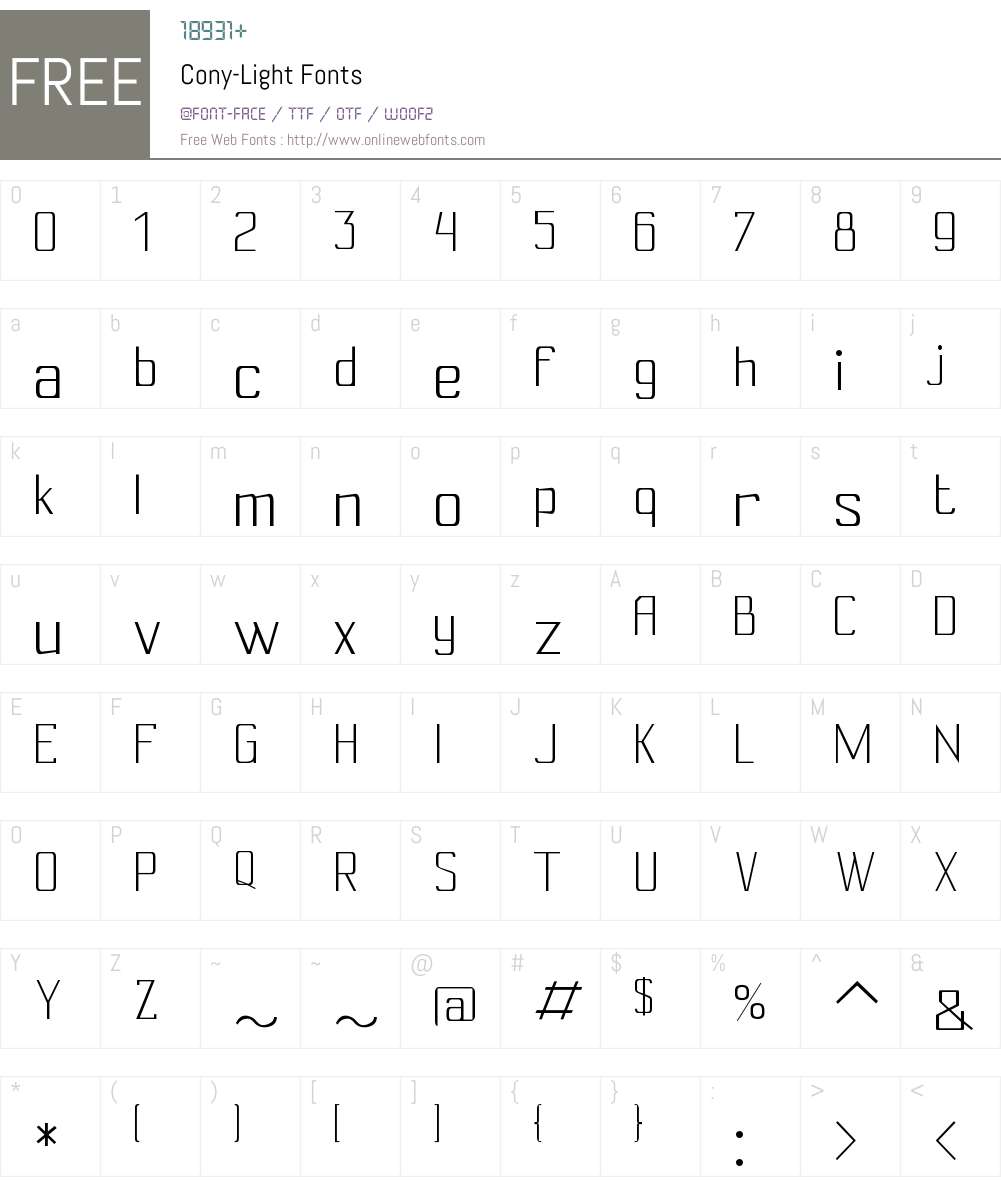 Cony Font Screenshots