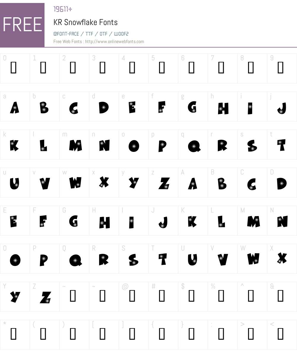 KR Snowflake Font Screenshots