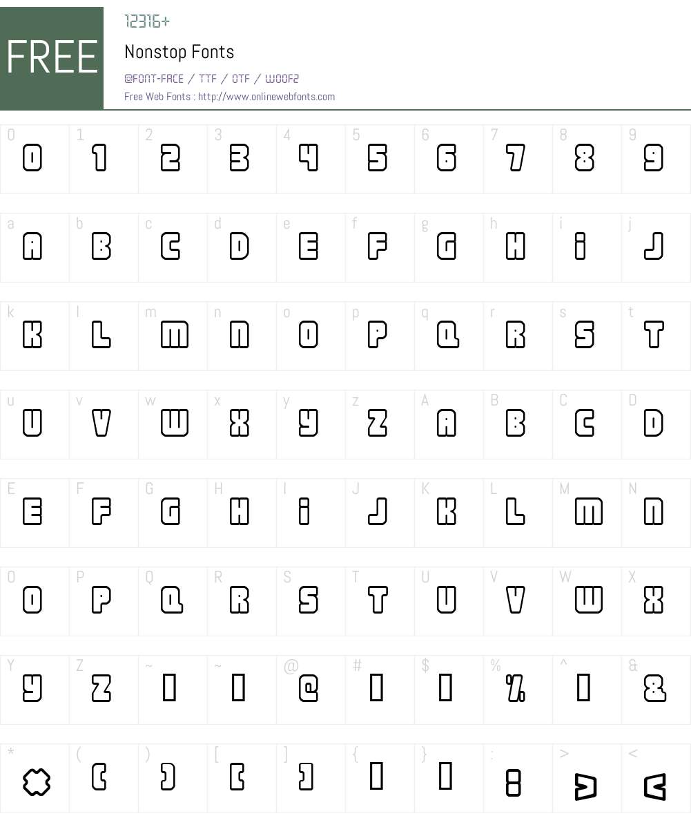 Nonstop Font Screenshots
