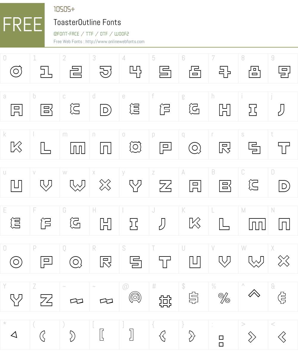 ToasterW00-Outline Font Screenshots