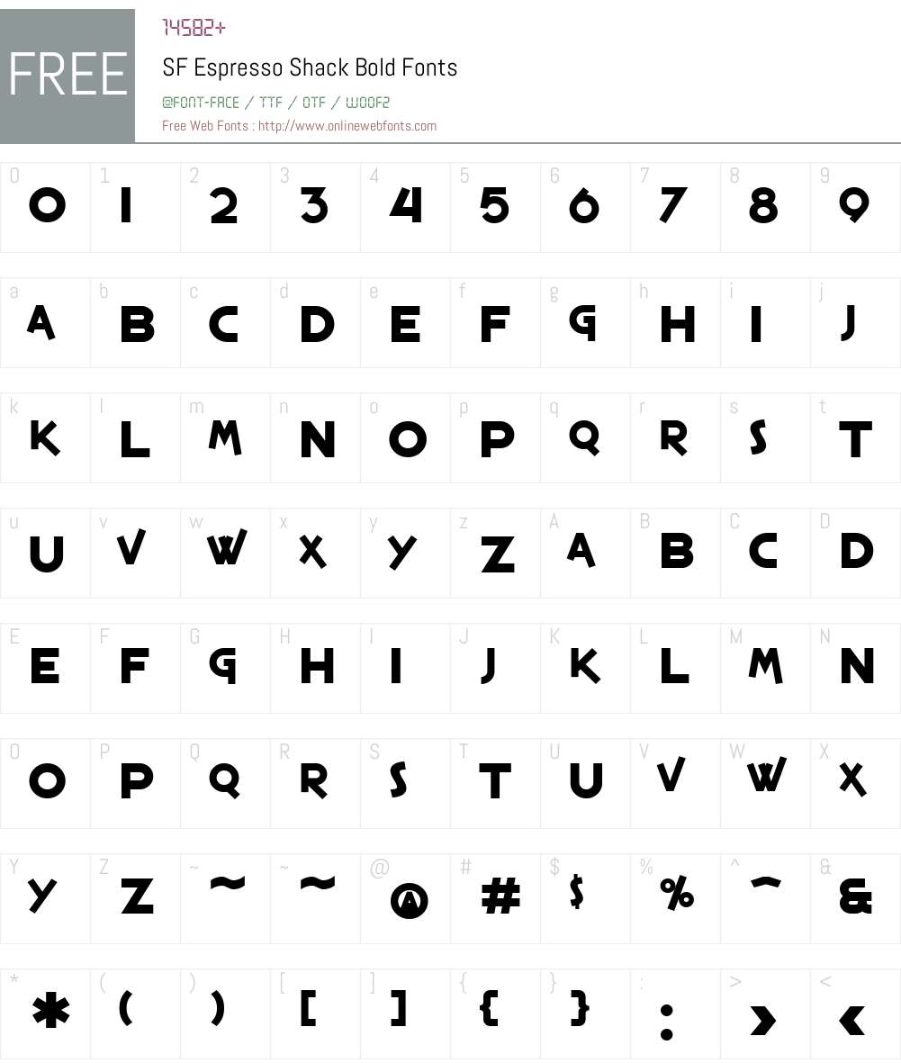 SF Espresso Shack Font Screenshots