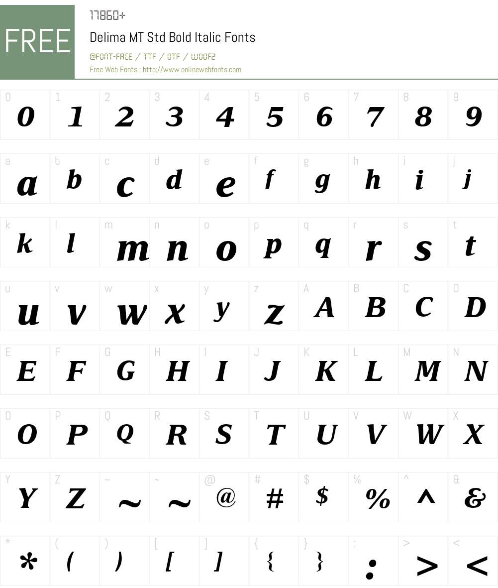 Delima MT Std Font Screenshots