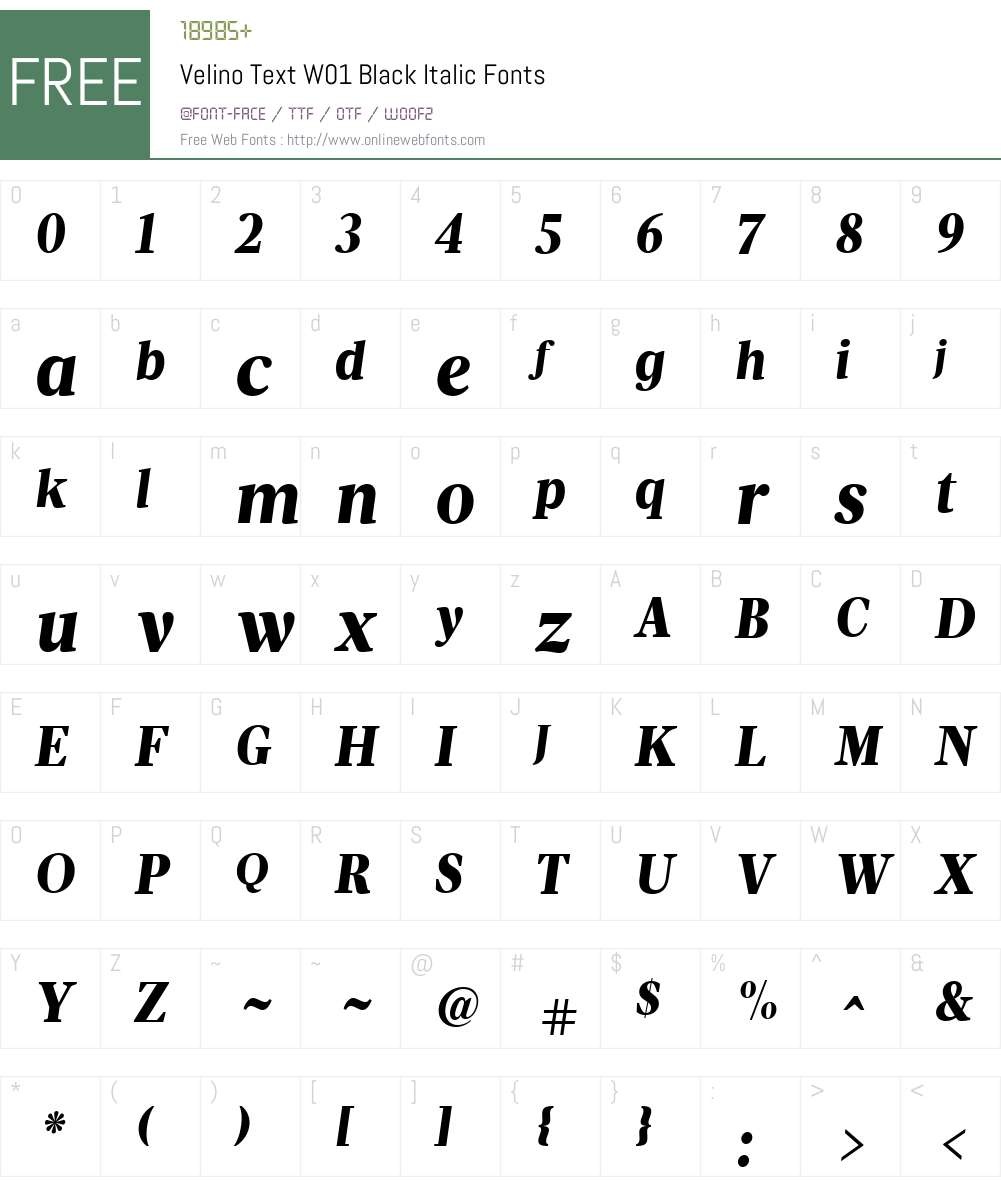 VelinoTextW01-BlackItalic Font Screenshots