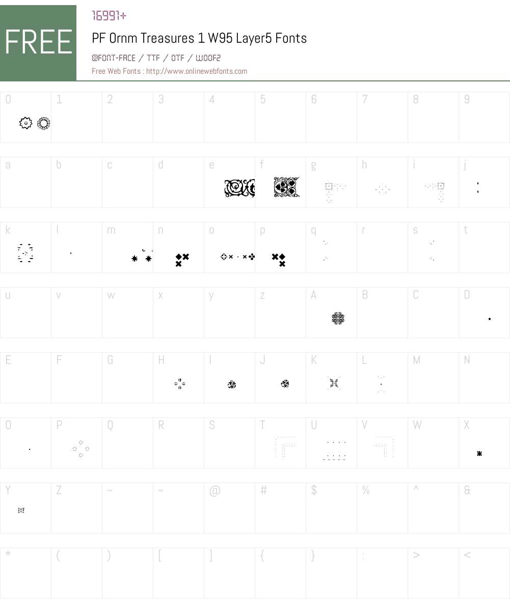 PFOrnmTreasures1W95-Layer5 Font Screenshots