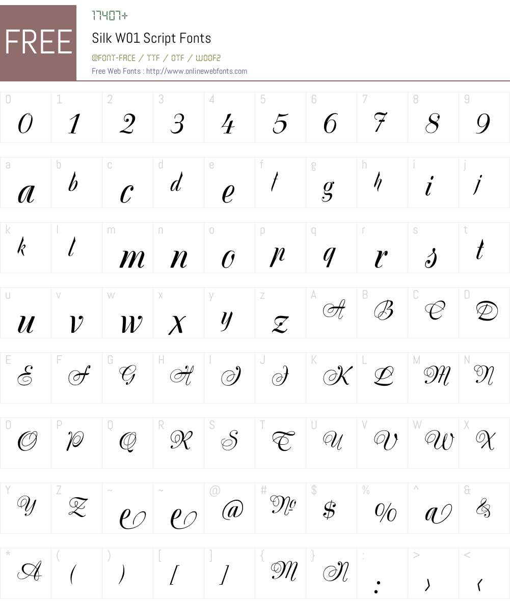 SilkW01-Script Font Screenshots