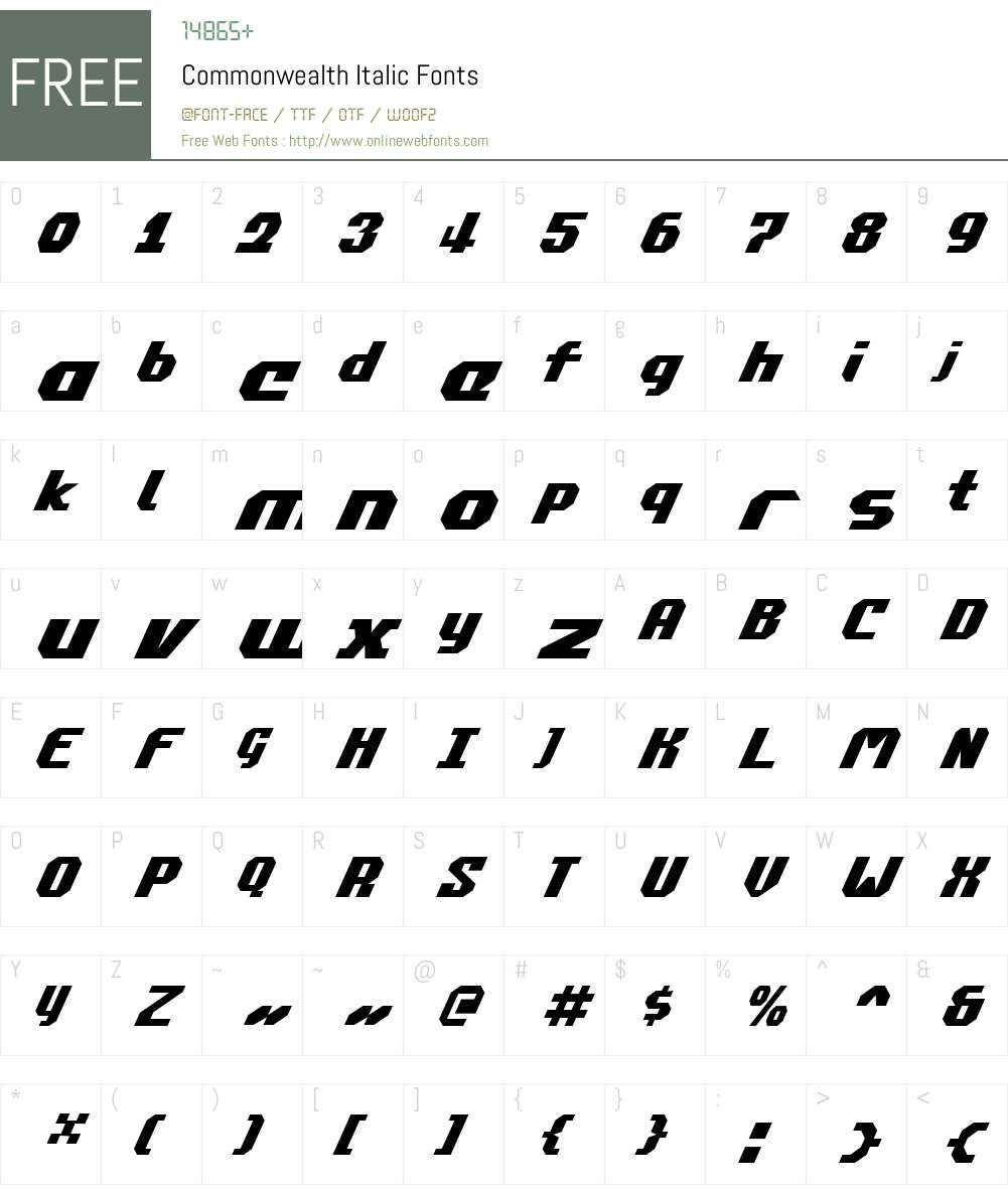 Commonwealth Italic Font Screenshots