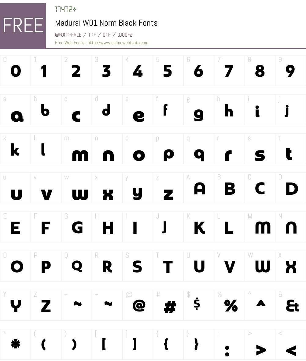 MaduraiW01-NormBlack Font Screenshots