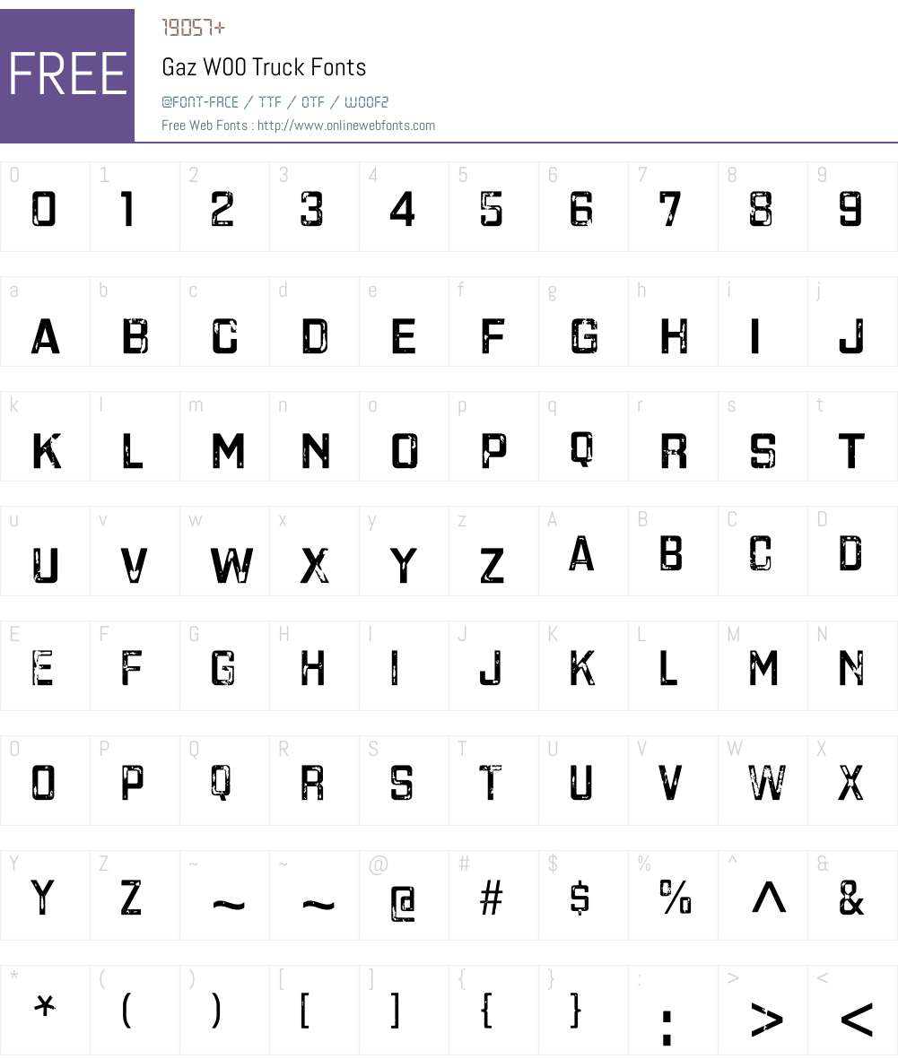 GazW00-Truck Font Screenshots