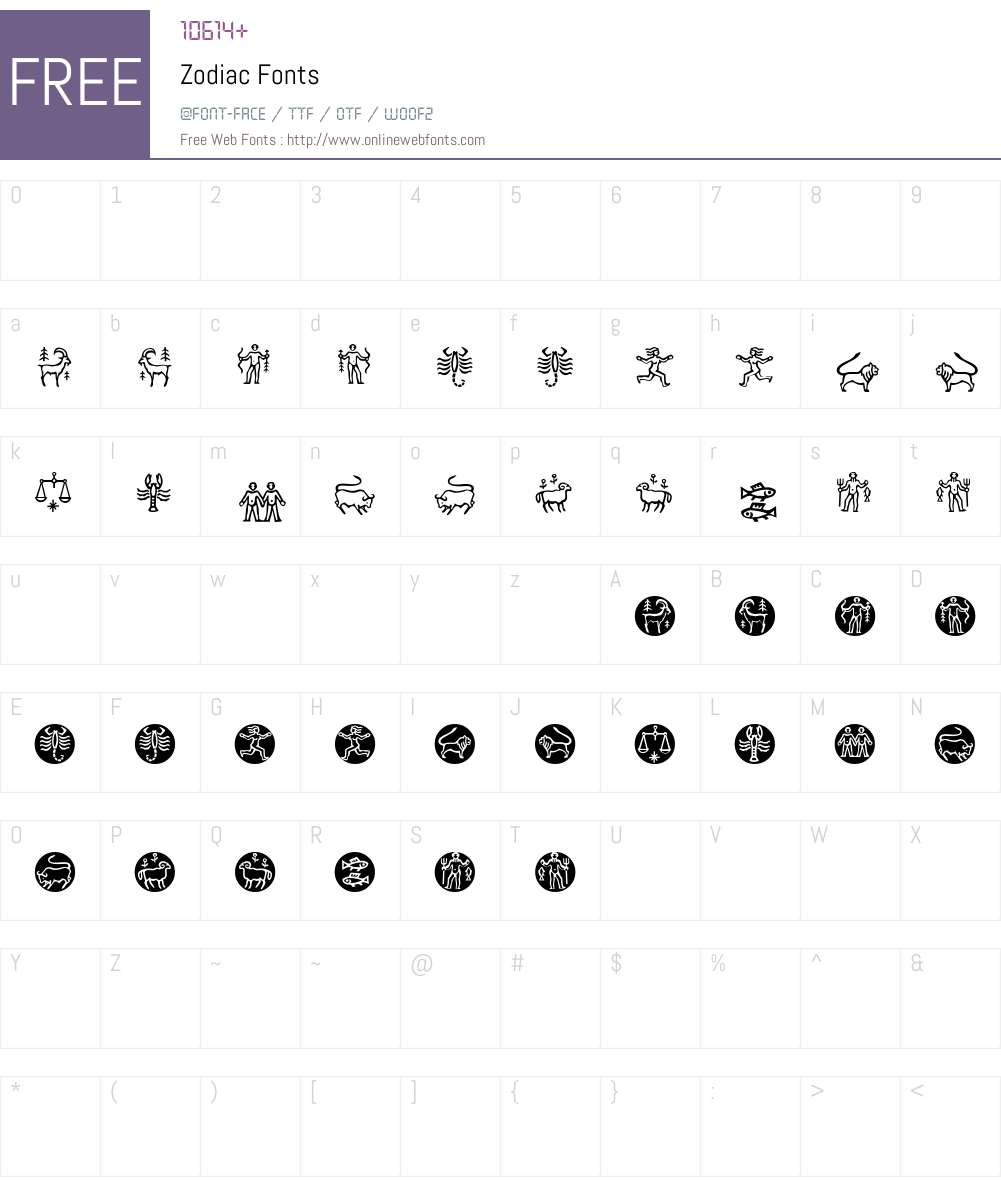 Zodiac Font Screenshots