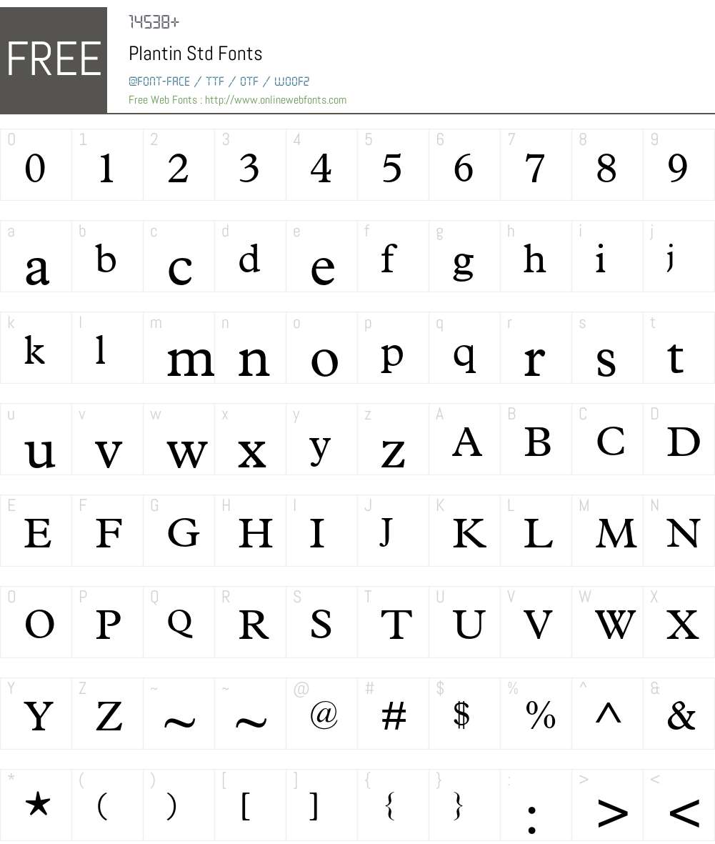 Plantin Std Font Screenshots