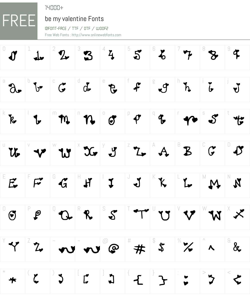 be my valentine Font Screenshots