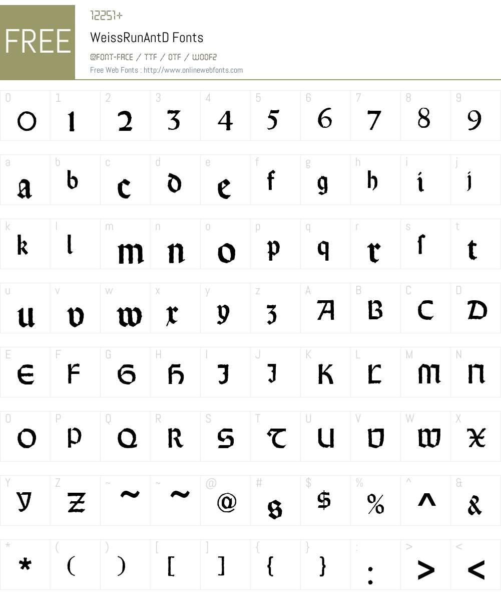 WeissRunAntD Font Screenshots