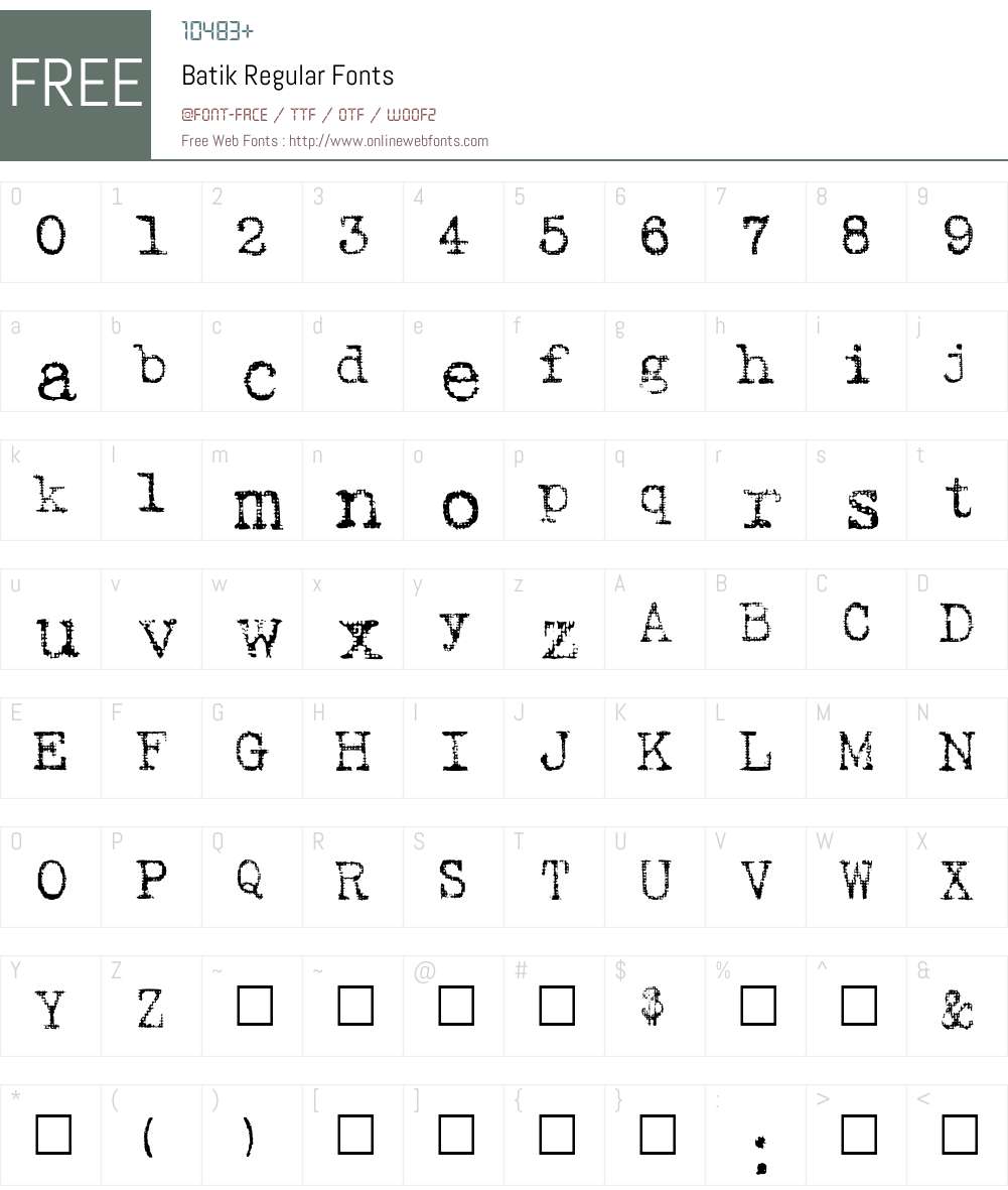 Batik Regular Font Screenshots