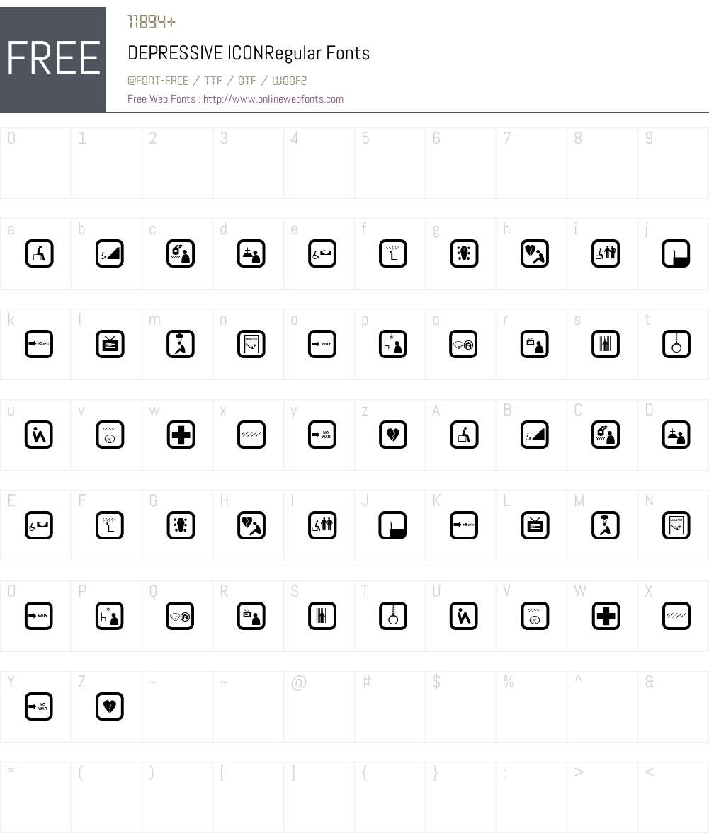 DEPRESSIVE ICON Font Screenshots