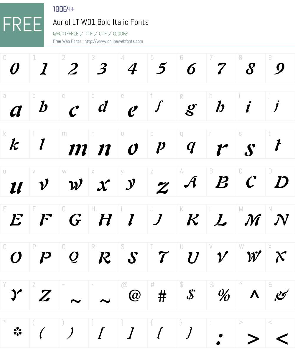 AuriolLTW01-BoldItalic Font Screenshots