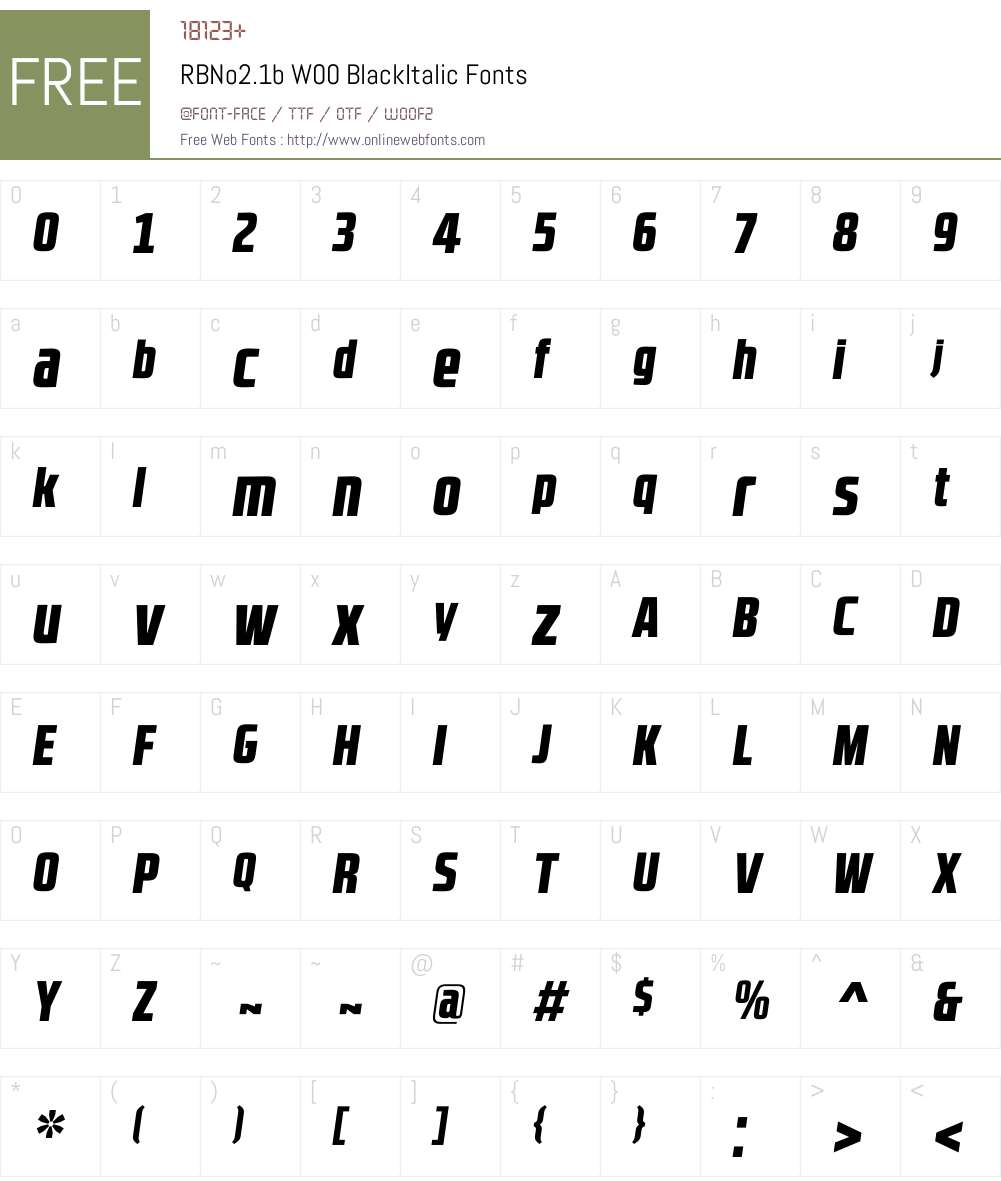 RBNo2.1bW00-BlackItalic Font Screenshots