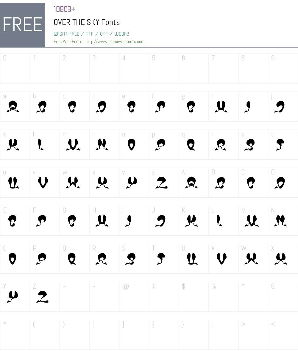 OVER THE SKY Font Screenshots