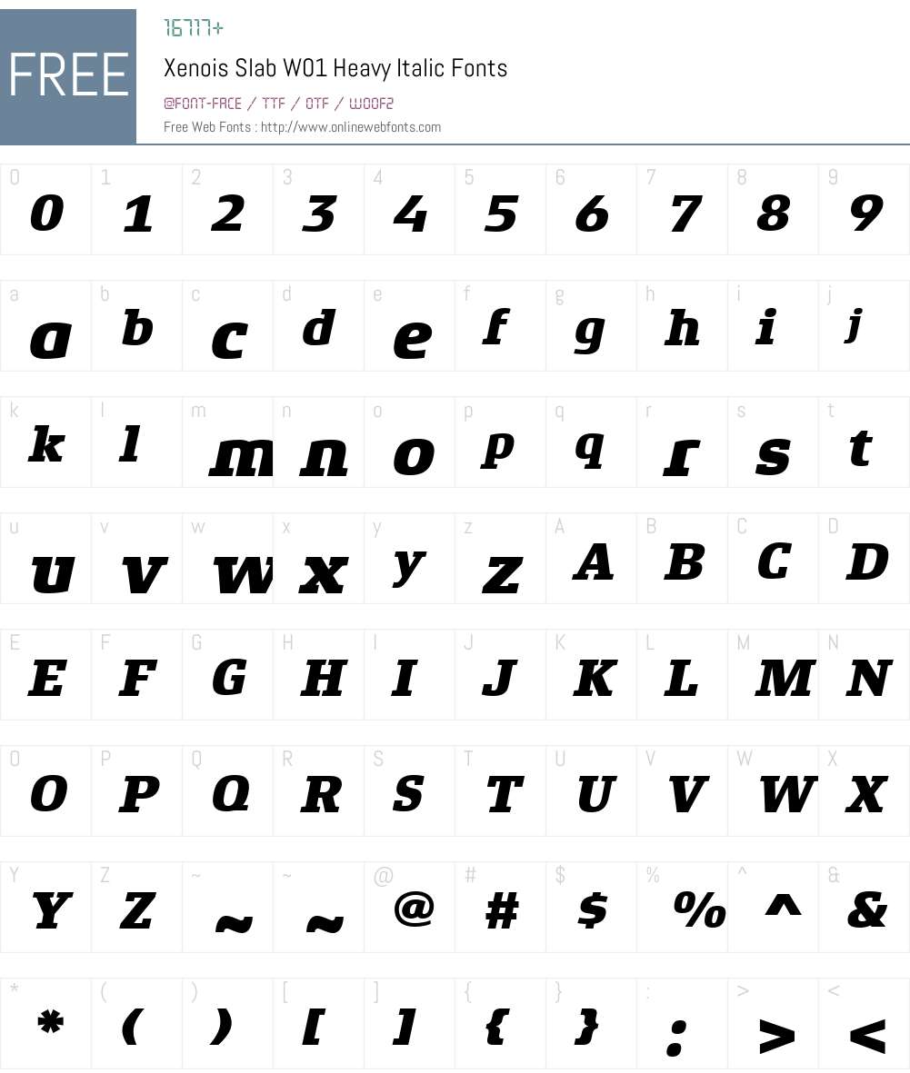 XenoisSlabW01-HeavyItalic Font Screenshots